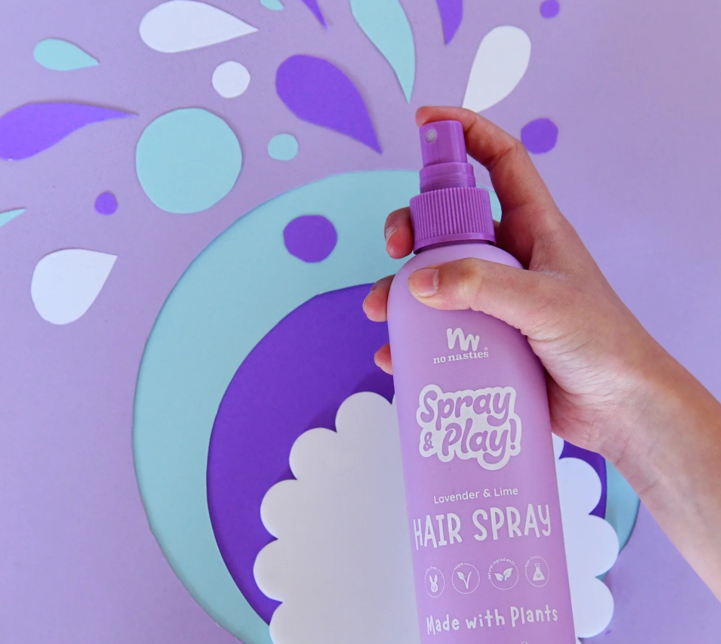 No Nasties Kids Plant Based Alcohol Free Hair Spray in Calming Lavender and Fresh Lime