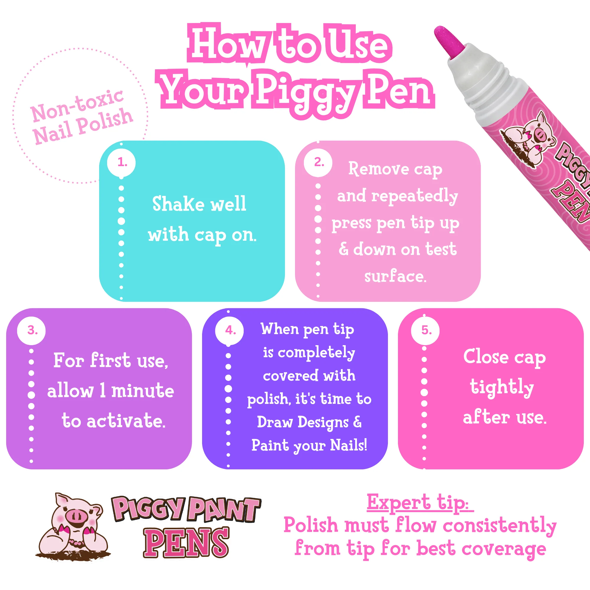 Piggy Paint Pen -Perfect Pink-Kids Non-toxic - Image 6